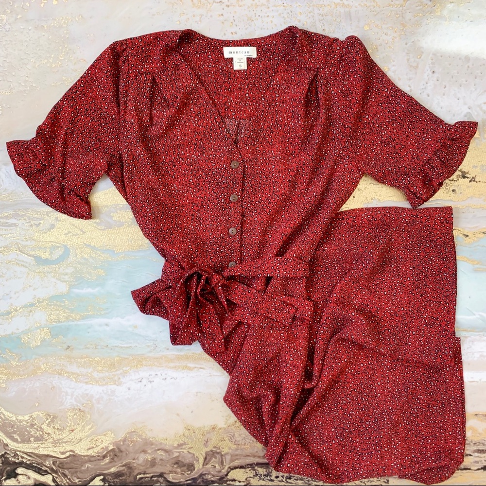 SOLD - Red Boho Cheetah Print Dress